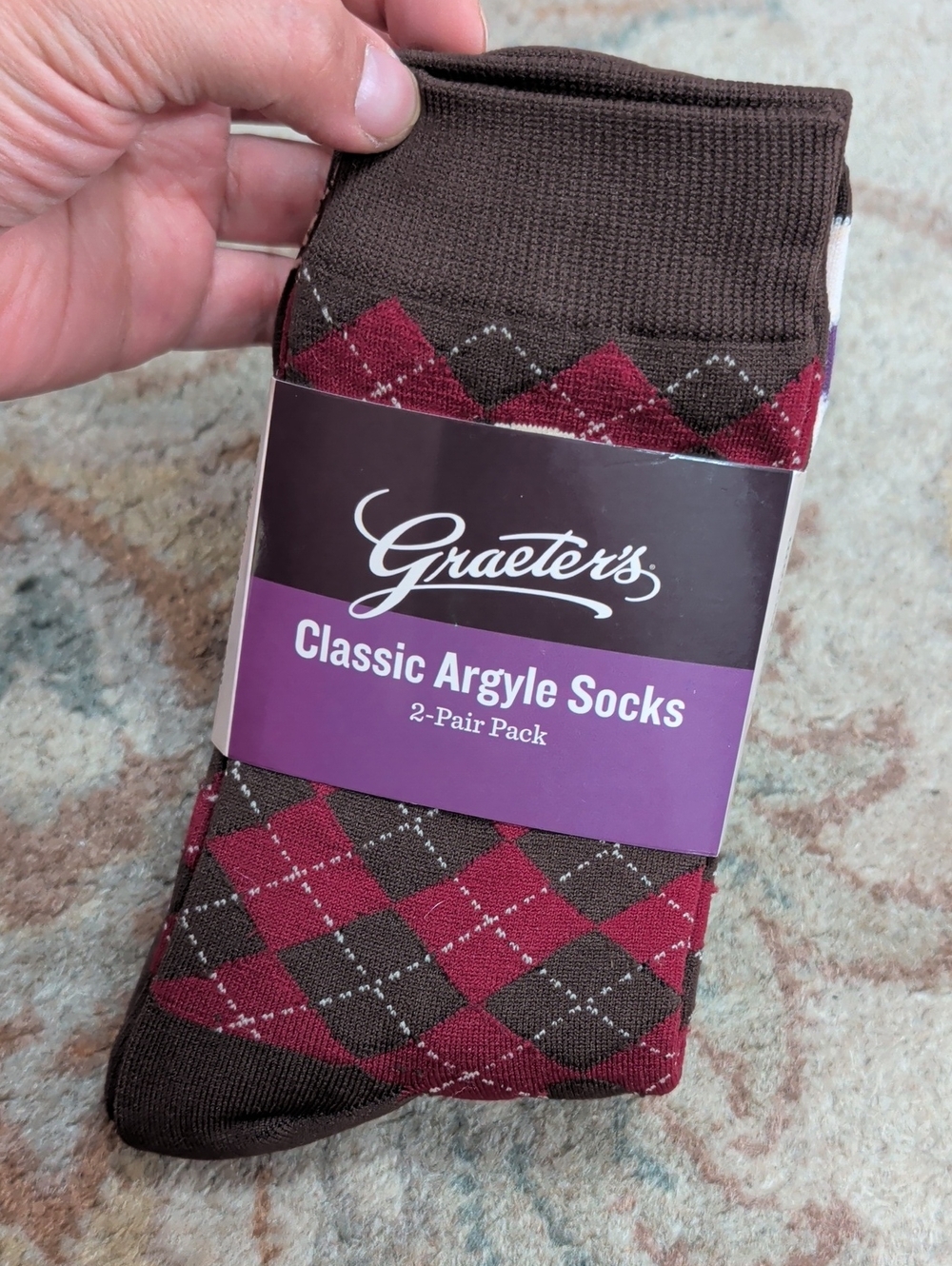Graeter's Ice Cream Classic Argyle Socks - Brown & Burgundy